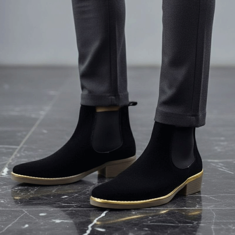 JonasParamount Premium Black Suede Boots – Handmade Leather Sole