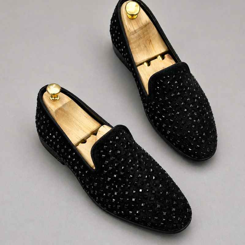 Luxury Black Studded Loafers for Men