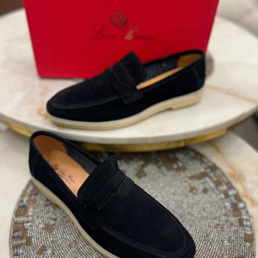 Men’s Premium Suede Slip-On Loafers – Genuine Leather Penny Loafers with Handmade TPR Sole