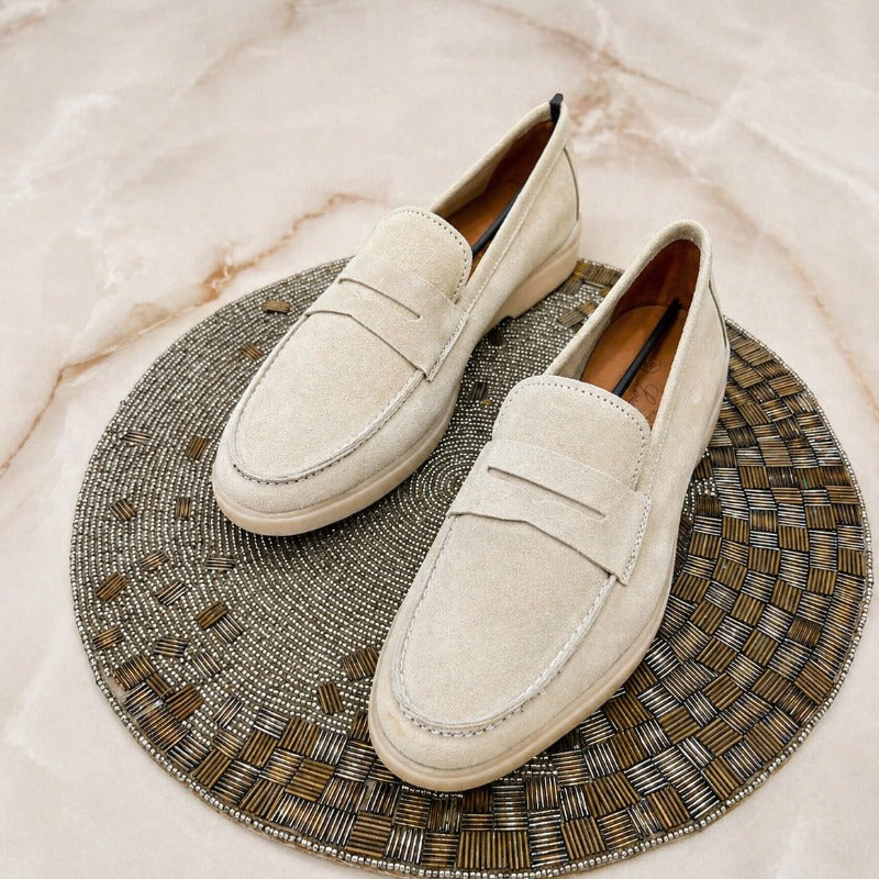 Premium Suede Penny Loafers for Men – Genuine Leather Slip-On Casual Shoes