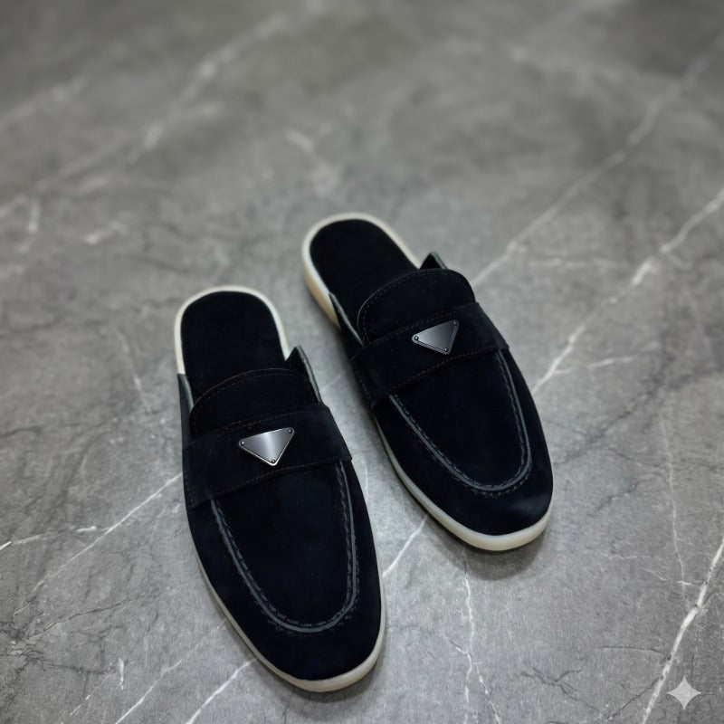 Men's Premium Leather Mule Loafers – Open Back Slip-On Casual Luxury Slides