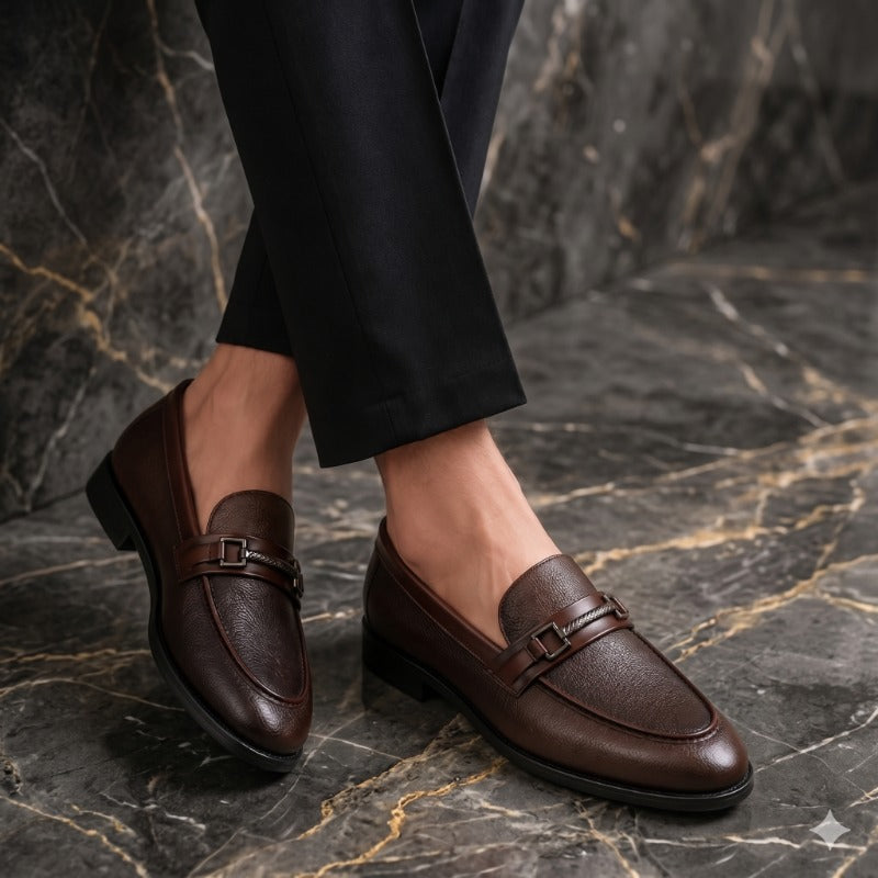 Premium Men’s Metal Bit Moccasins – Luxury Formal Slip-On Loafers