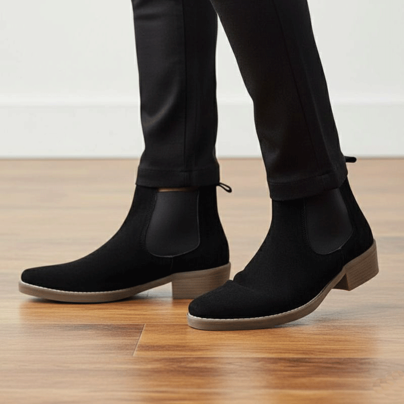 JonasParamount Premium Black Suede Boots – Handmade Leather Sole