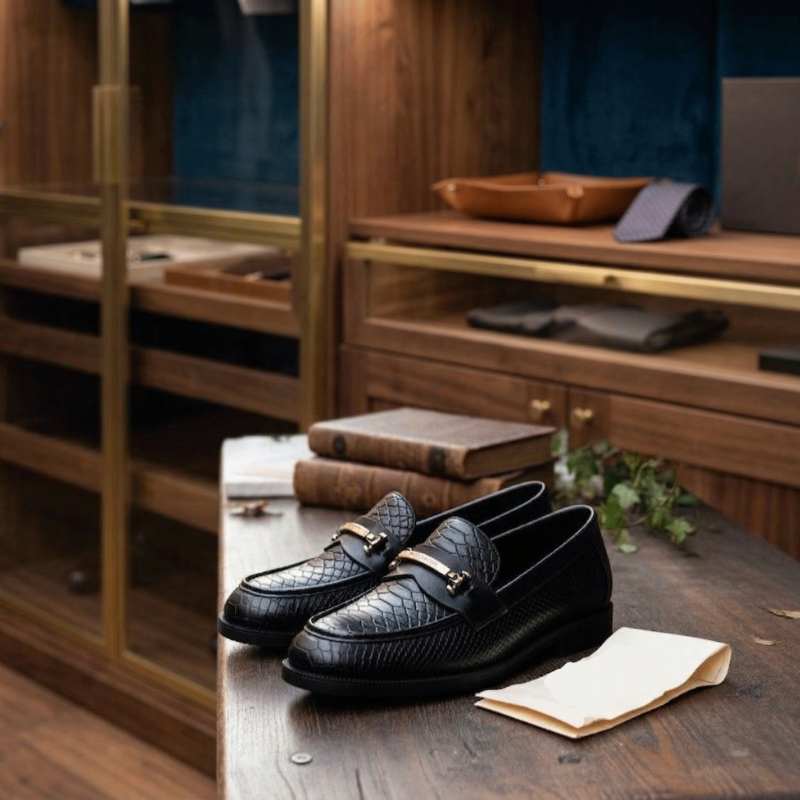 Men’s Premium Croc Textured Moccasins – Handmade TPR Sole Luxury Formal & Casual Slip-On Shoes