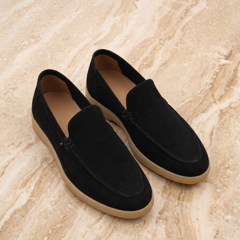 Premium Genuine Leather Slip-On Loafers for Men – Handmade Casual Comfort Shoes with TPR Sole