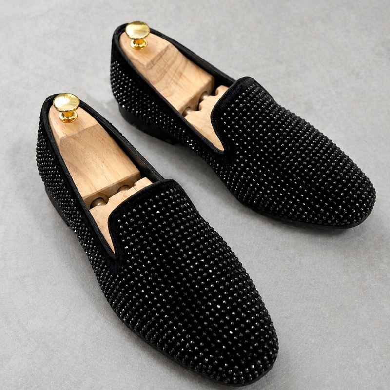 Luxury Black Studded Loafers for Men