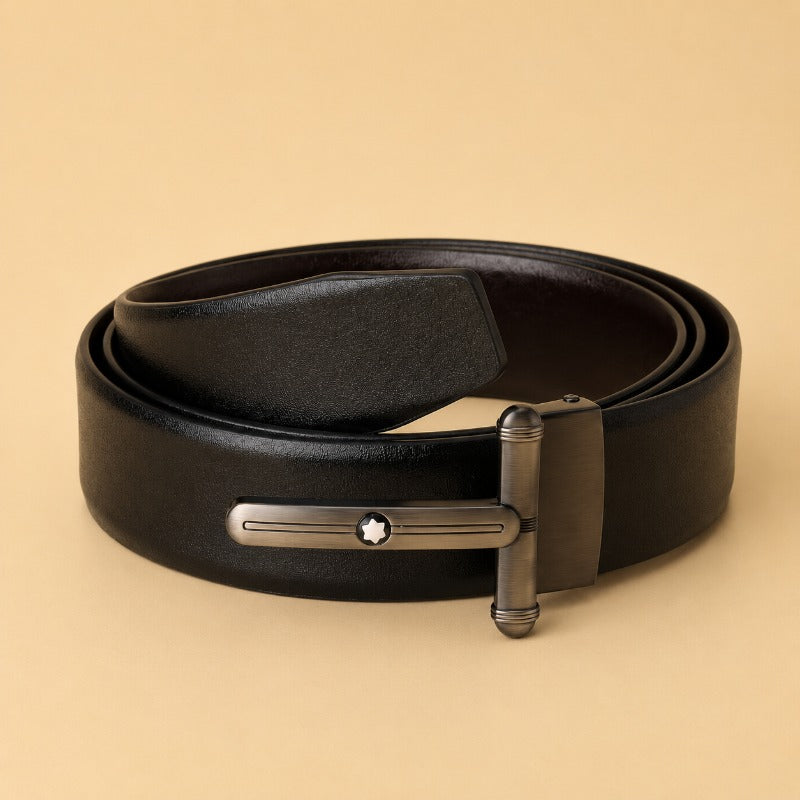 Dual Tone Grey Luxe Leather Belt for Men