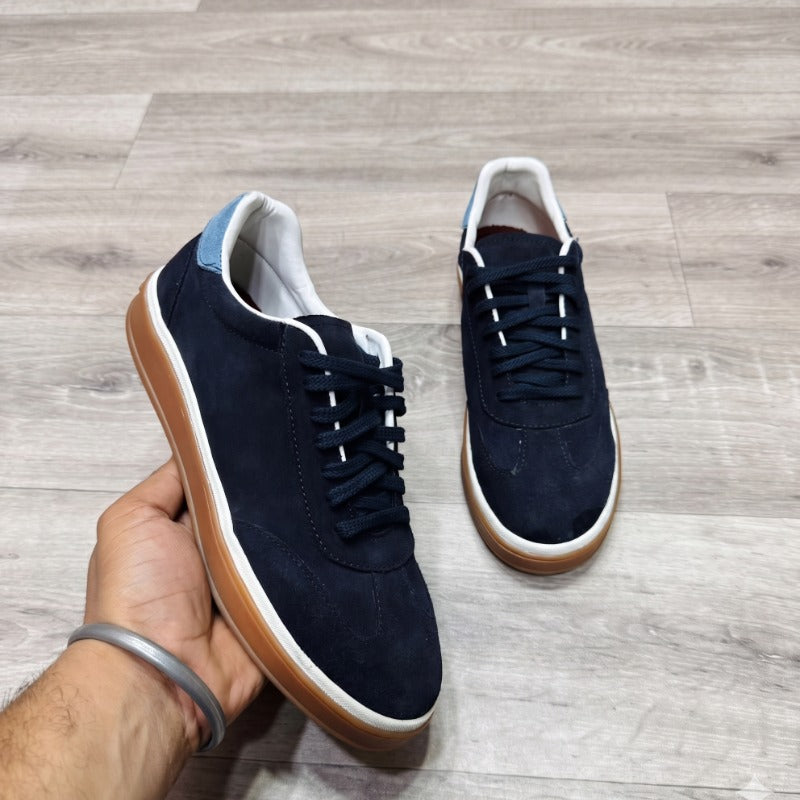 Premium Suede Leather Sneakers for Men – Luxury Casual Lace-Up Shoes with Handmade TPR Sole
