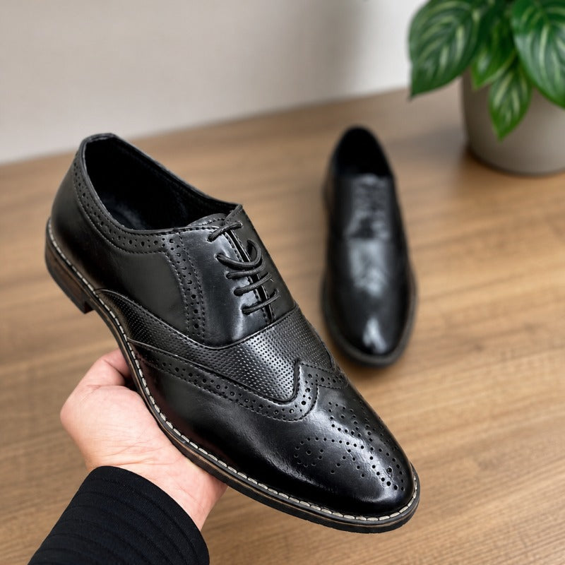 Premium Men’s Formal Brogue Shoes – Wrinkle Free Faux Leather Oxford Shoes