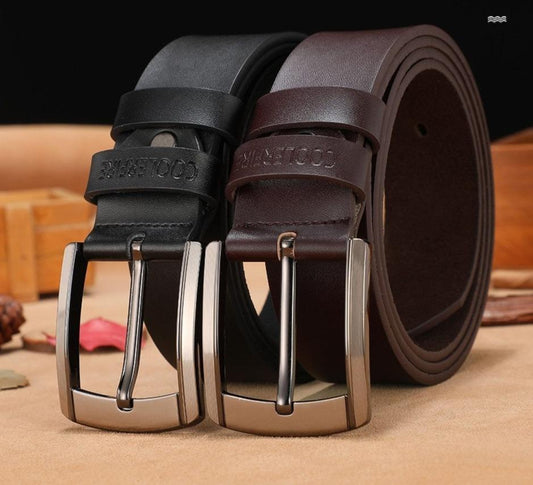 Trendy Sqaure Genuine Leather Needle Buckle Belt For Men-JonasParamount