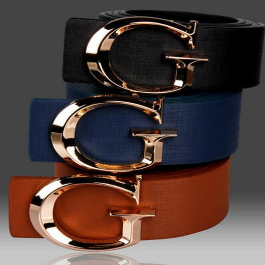 Luxury Design Gold G-shaped Buckle Belt For Men-JonasParamount