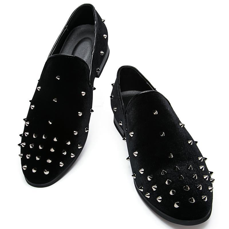 Mens Fashion wedding rivet Leather Moccasins for Men High Quality Slip On Flats Loafers