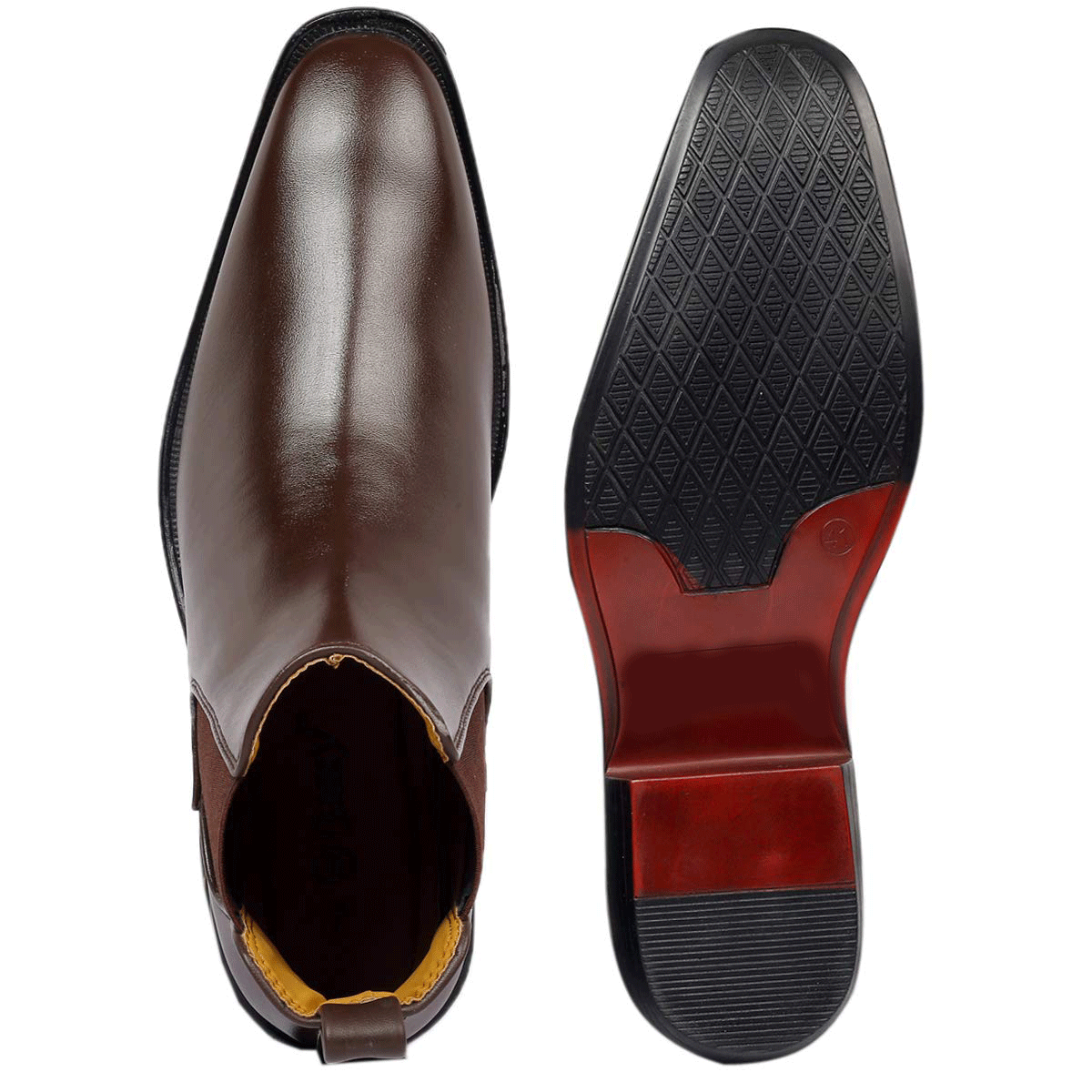 Classy Hight Ankle Height Increasing Brown Chelsea Boots For Men-JonasParamount