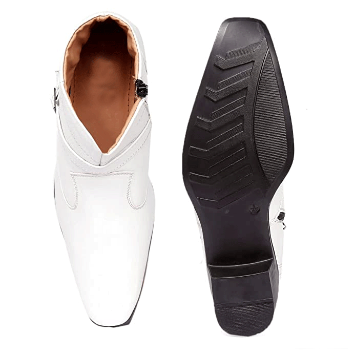 Fashionable Height Increasing Formal Buckle Zipper Boots For Men's-JonasParamount