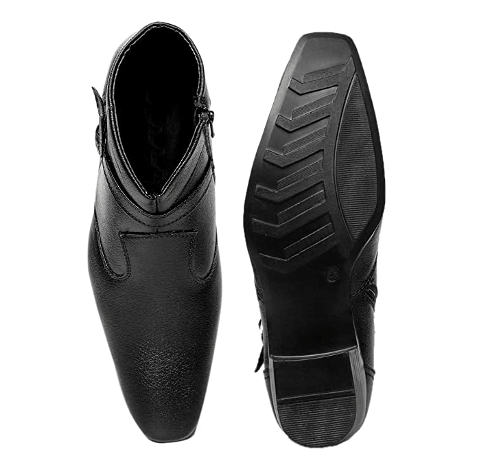 Fashionable Height Increasing Formal Buckle Zipper Boots For Men's-JonasParamount