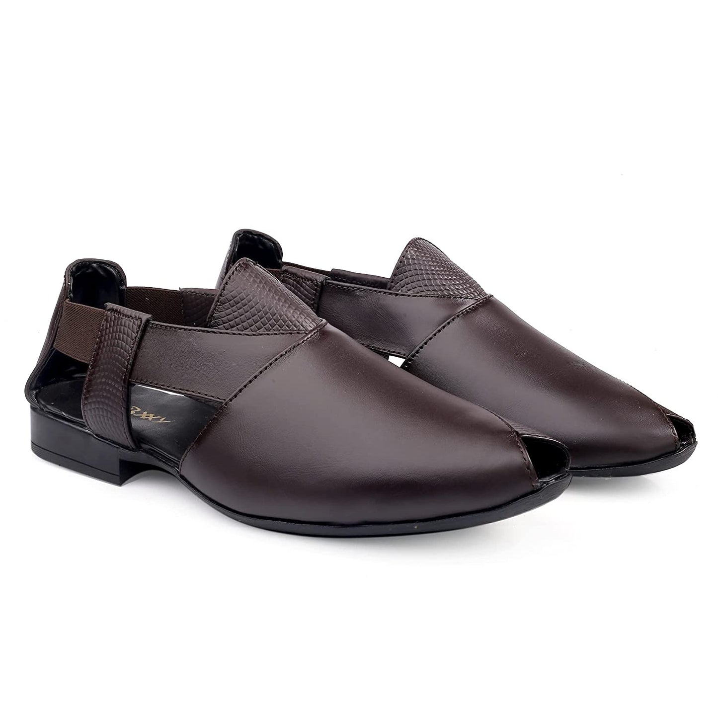 Stylish Peshawari Formal Genuine Leather Slip-on Sandal For Men's-JonasParamount