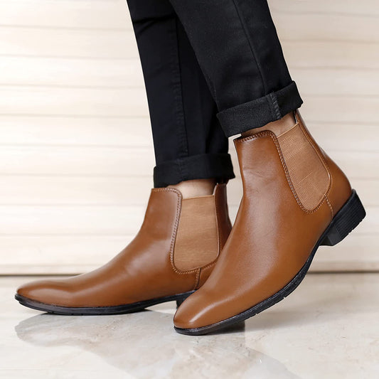Classy New Arrival Latest Tan Casual Chelsea Boots For Men-JonasParamount