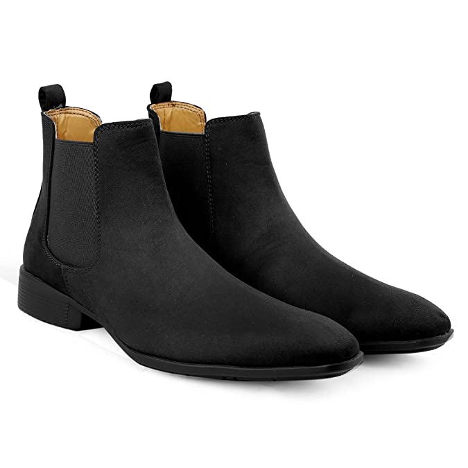 New Arrival Latest Suede Material Black Casual Chelsea Boots For Men-JonasParamount
