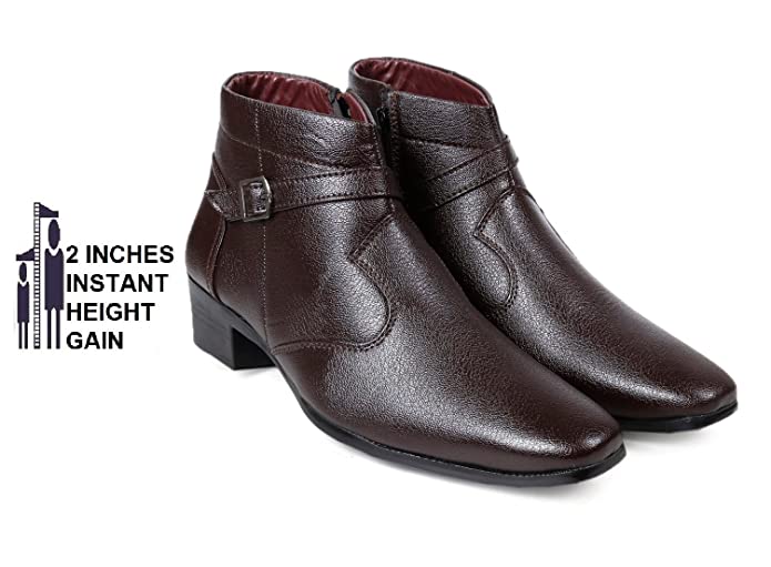 Fashionable Height Increasing Formal Buckle Zipper Boots For Men's-JonasParamount