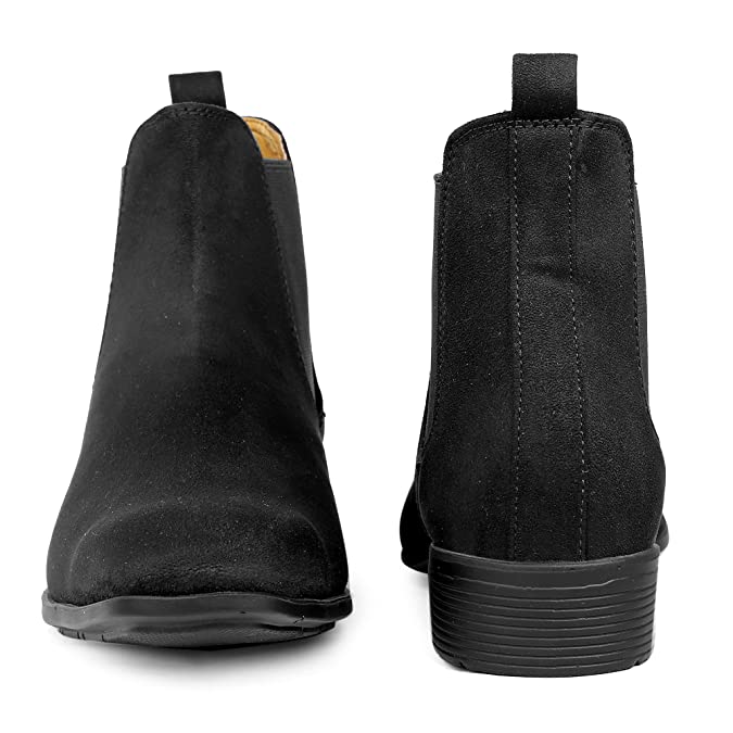 New Arrival Latest Suede Material Black Casual Chelsea Boots For Men-JonasParamount