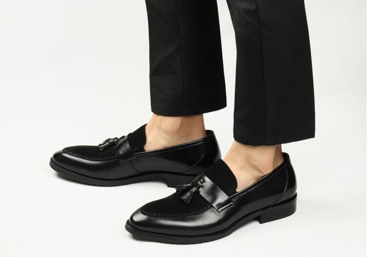 New Arrival Men Brown Suede Shoes Fashion Pointed Business Leisure Leather Slip On Loafer Black-JonasParamount