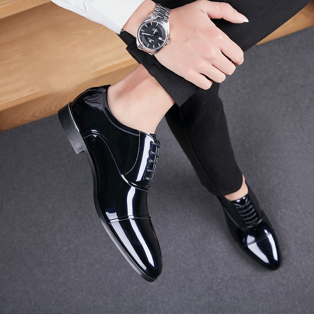 Black Fashionable Designed Business, Office, Wedding, Party Wear Lace-Up Shoes-JonasParamount