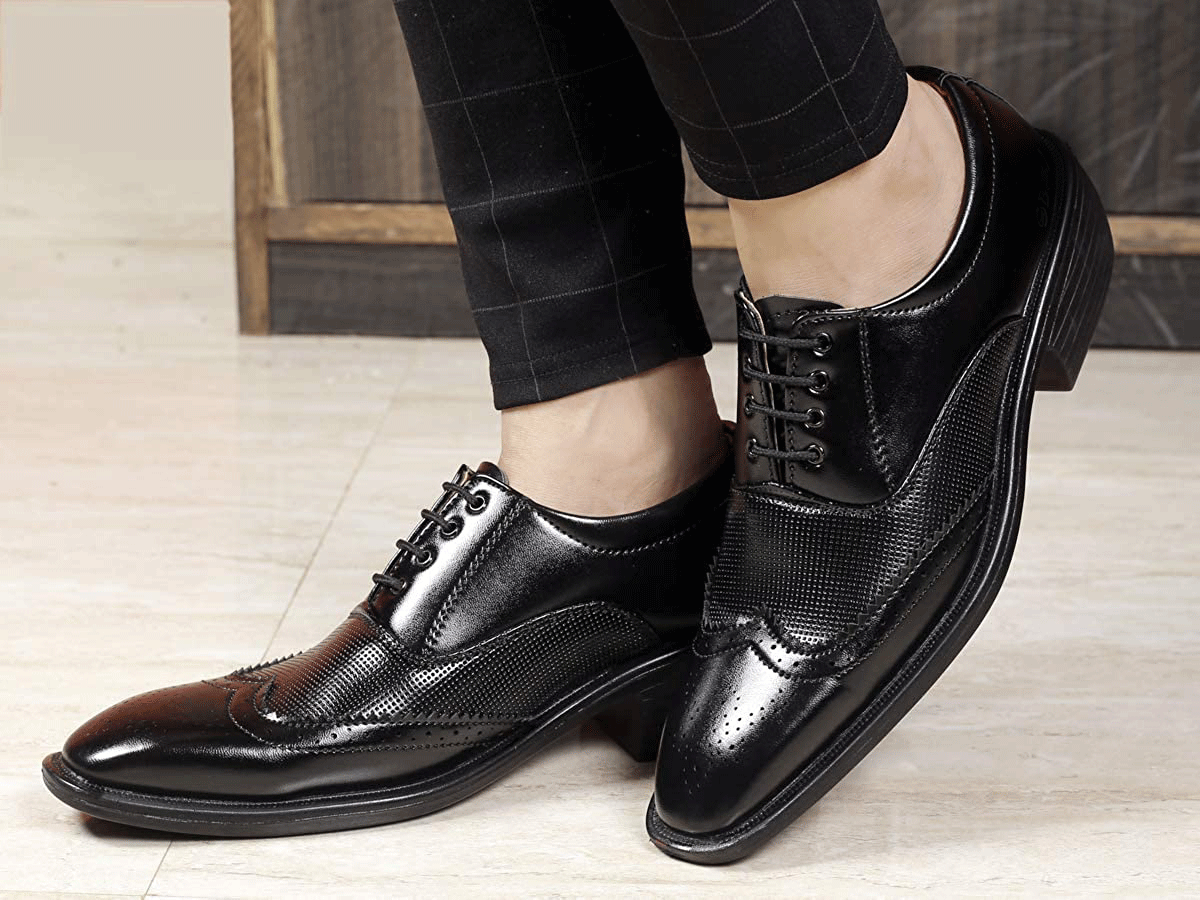 Height Increasing Black Casual And Formal Lace-Up Shoes For Men-JonasParamount