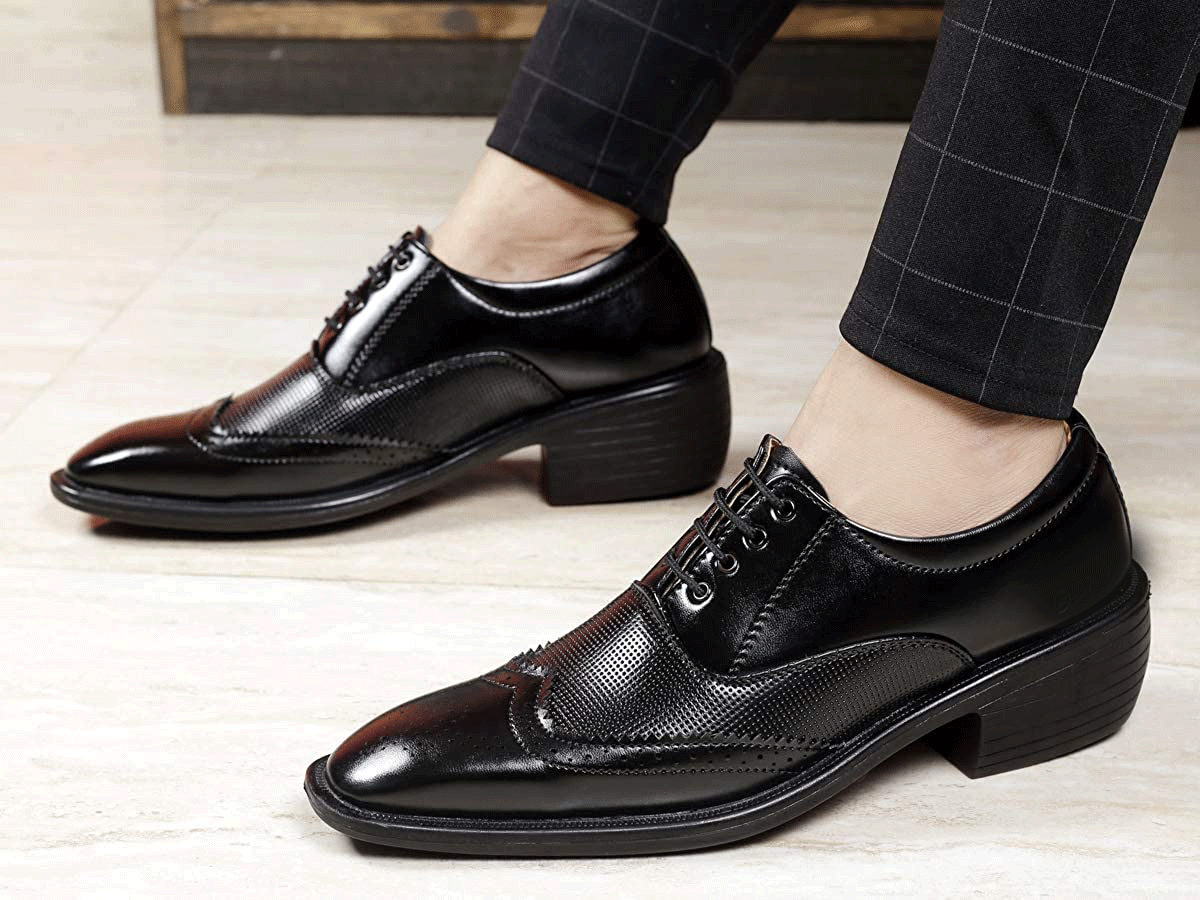 Height Increasing Black Casual And Formal Lace-Up Shoes For Men-JonasParamount