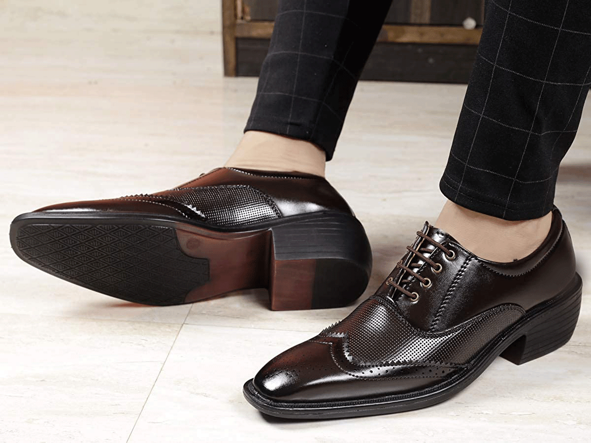 Height Increasing Brown Casual And Formal Lace-Up Shoes For Men-JonasParamount