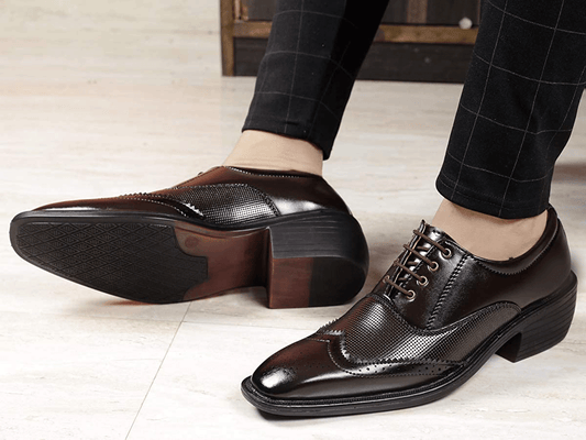 Height Increasing Brown Casual And Formal Lace-Up Shoes For Men-JonasParamount