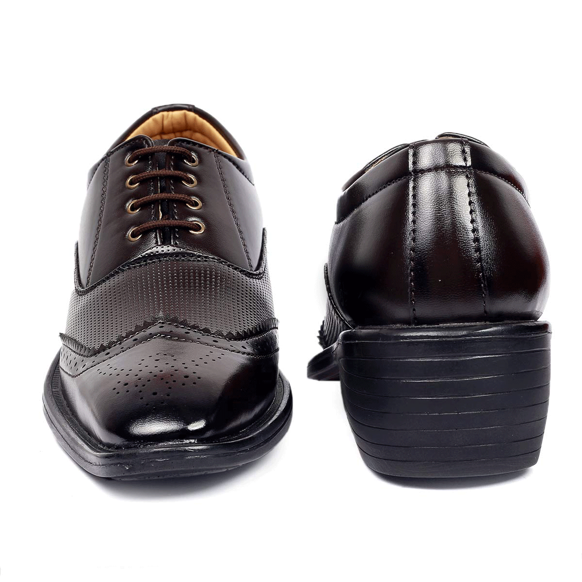 Height Increasing Brown Casual And Formal Lace-Up Shoes For Men-JonasParamount