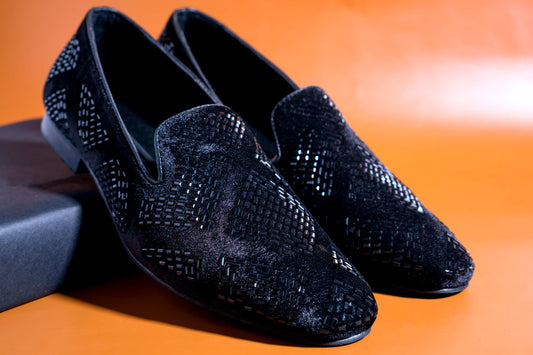 Stylish Black Studded Moccasins Men's Fashion Wedding Rivet Leather High Quality Slip On Flat Loafer-Jonas Paramount