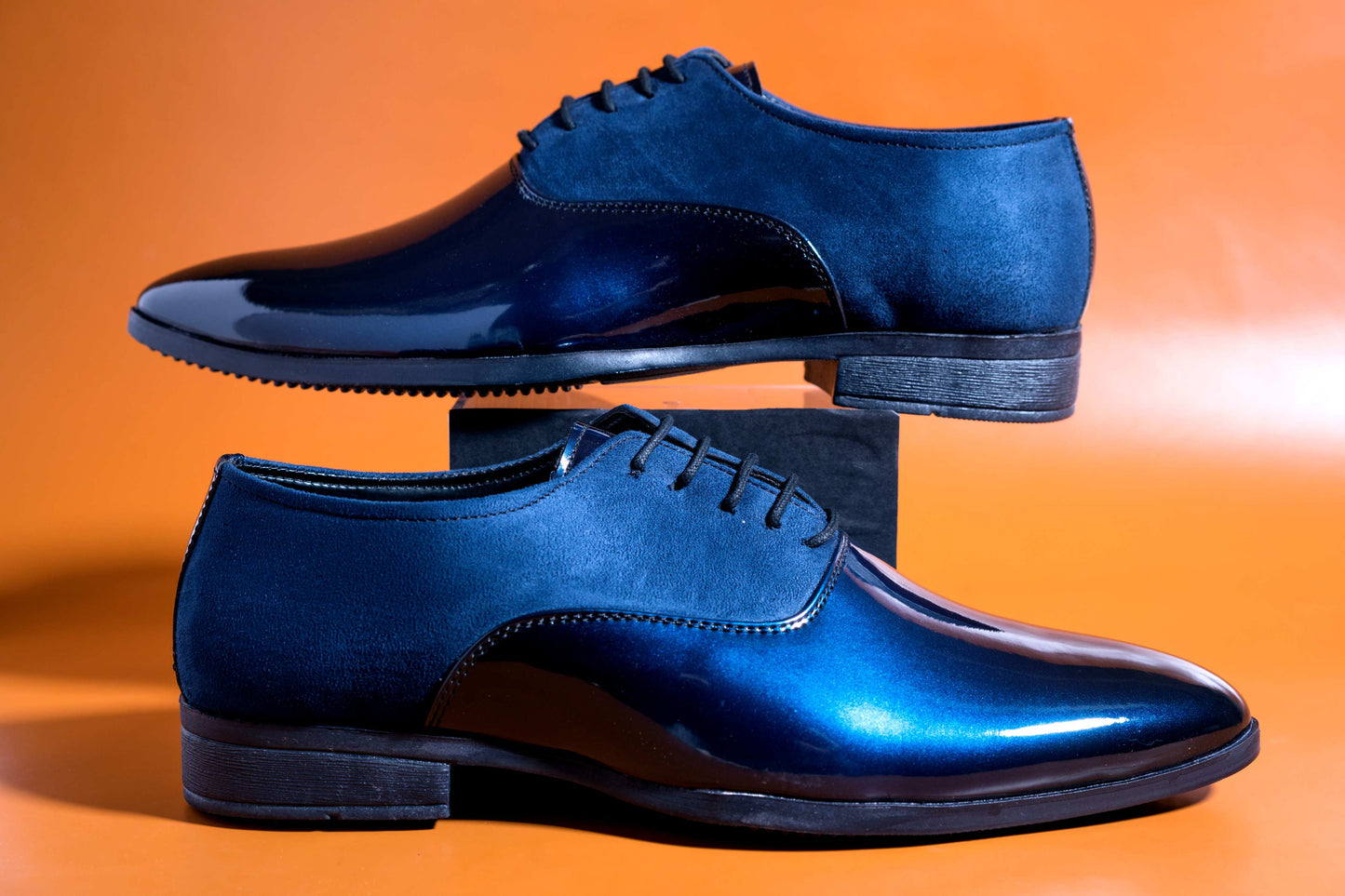 New Fashion Elegant And Classy Shiny Blue Formal Suede Shoes For Men-JonasParamount