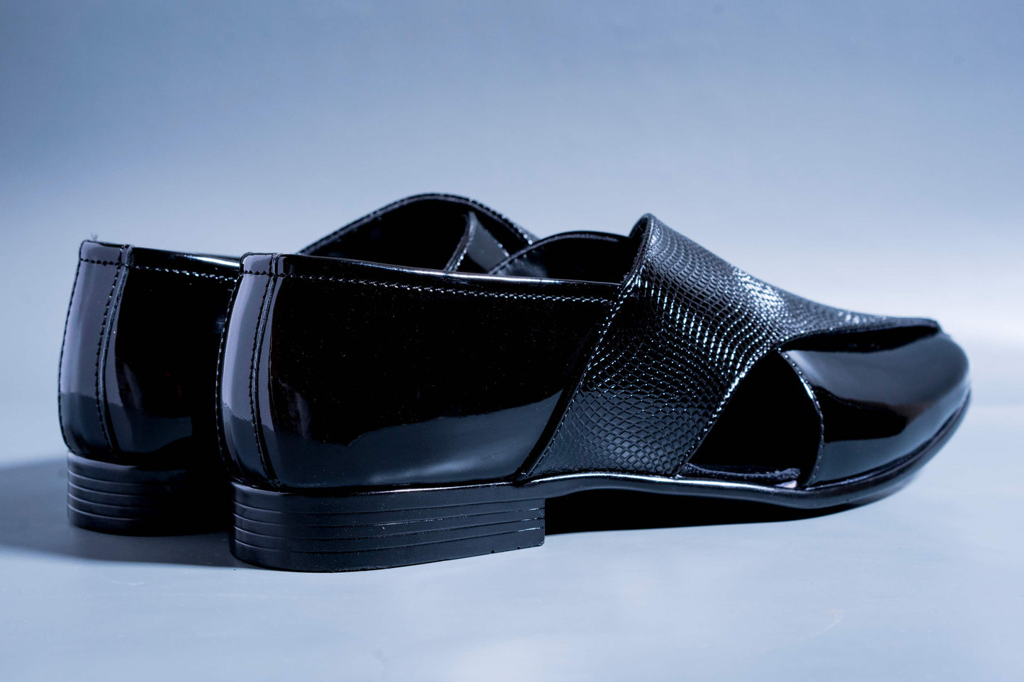 Classic Patent Black Slip Ons With Tassels For Men-JonasParamount