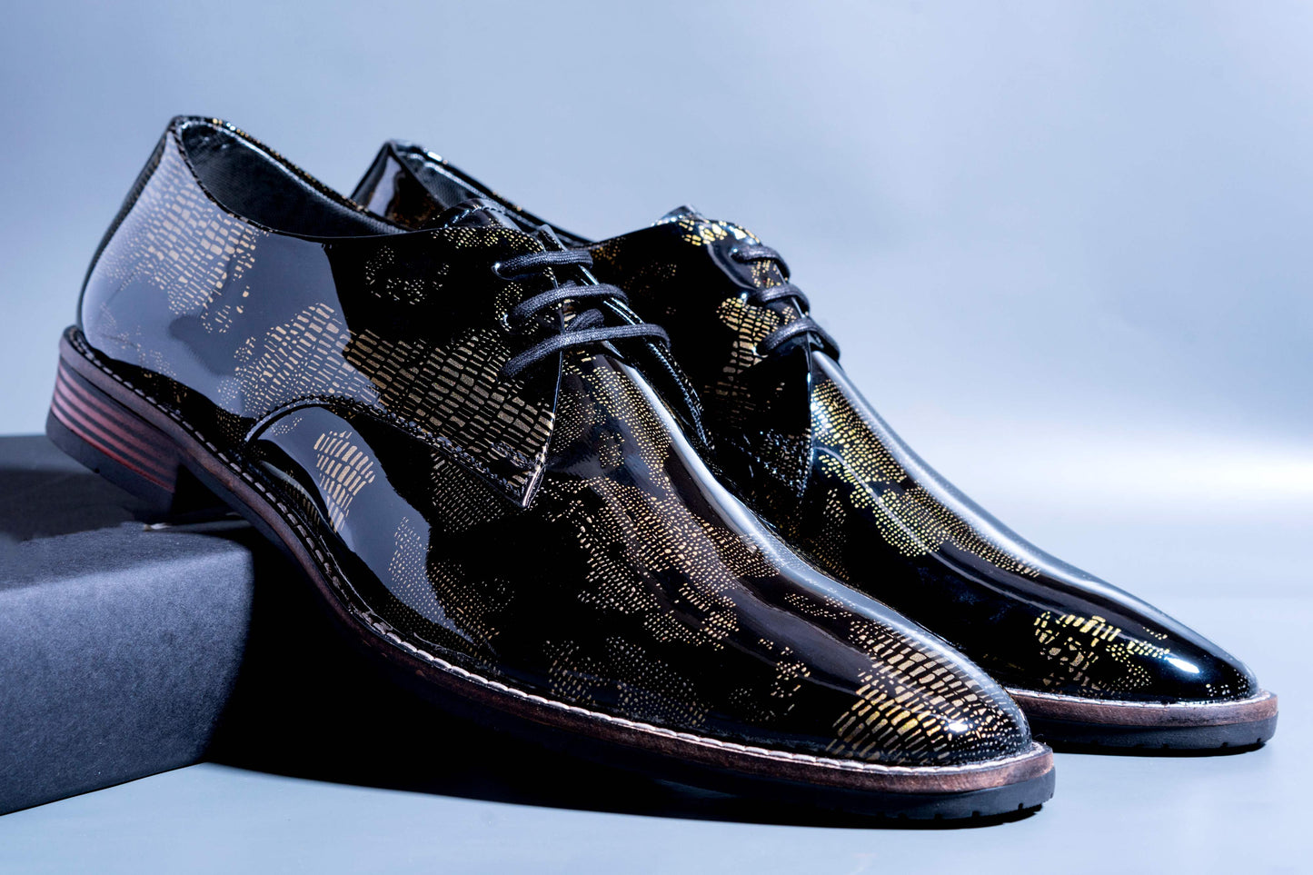 New Men's Wear Shiny Golden World Map Pattern Premium Design Quality Casual And Party Shoes -JonasParamount