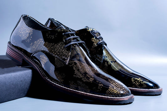 New Men's Wear Shiny Golden World Map Pattern Premium Design Quality Casual And Party Shoes -JonasParamount