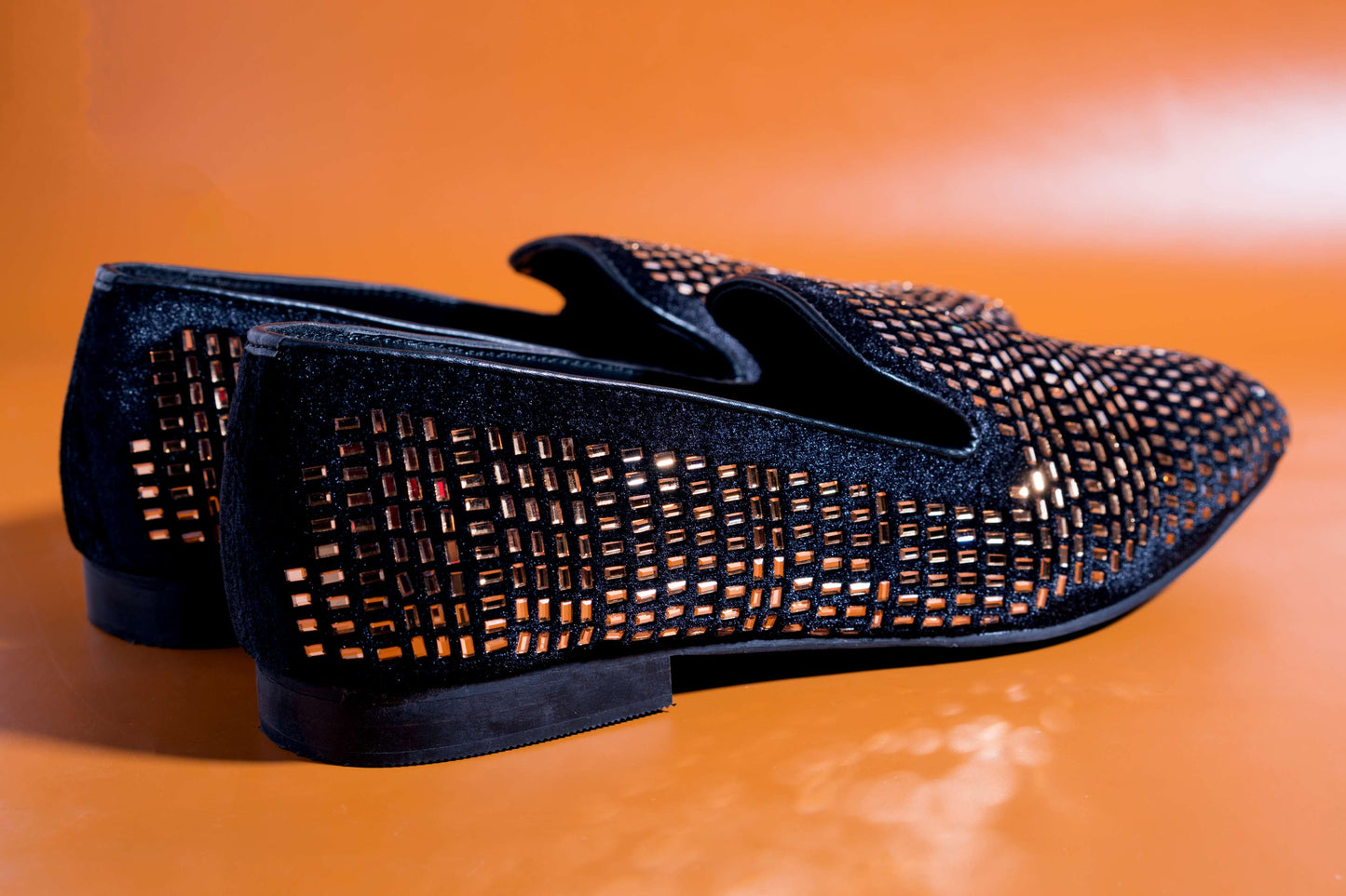 Stylish Mens Fashion Wedding Imported Studded Golden Moccasins High Quality Slip On Flat Loafer-JonasParamount