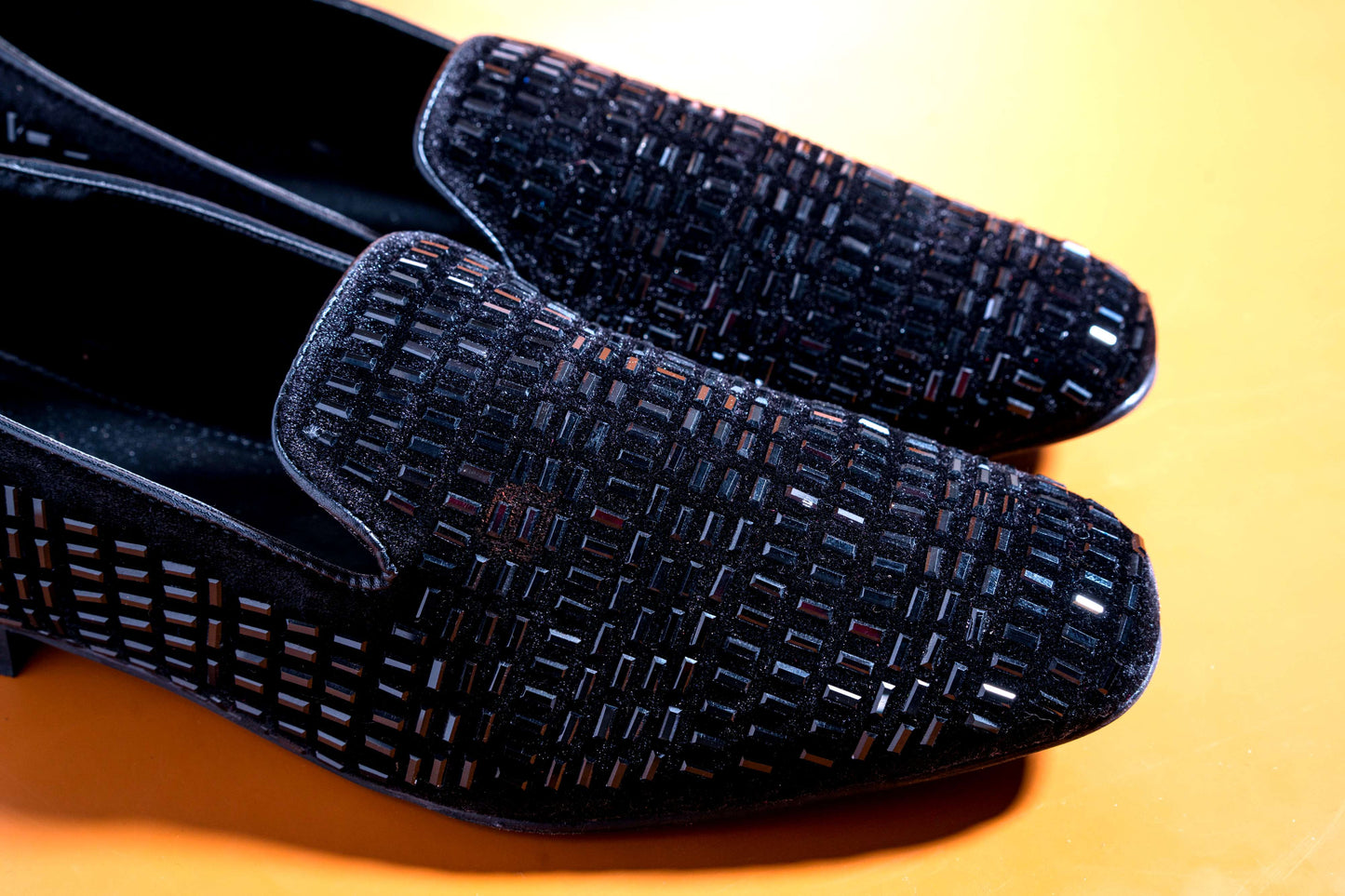 Stylish Men's Fashion Wedding Imported Studded Black Moccasins High Quality Slip On Flat Loafer-JonasParamount