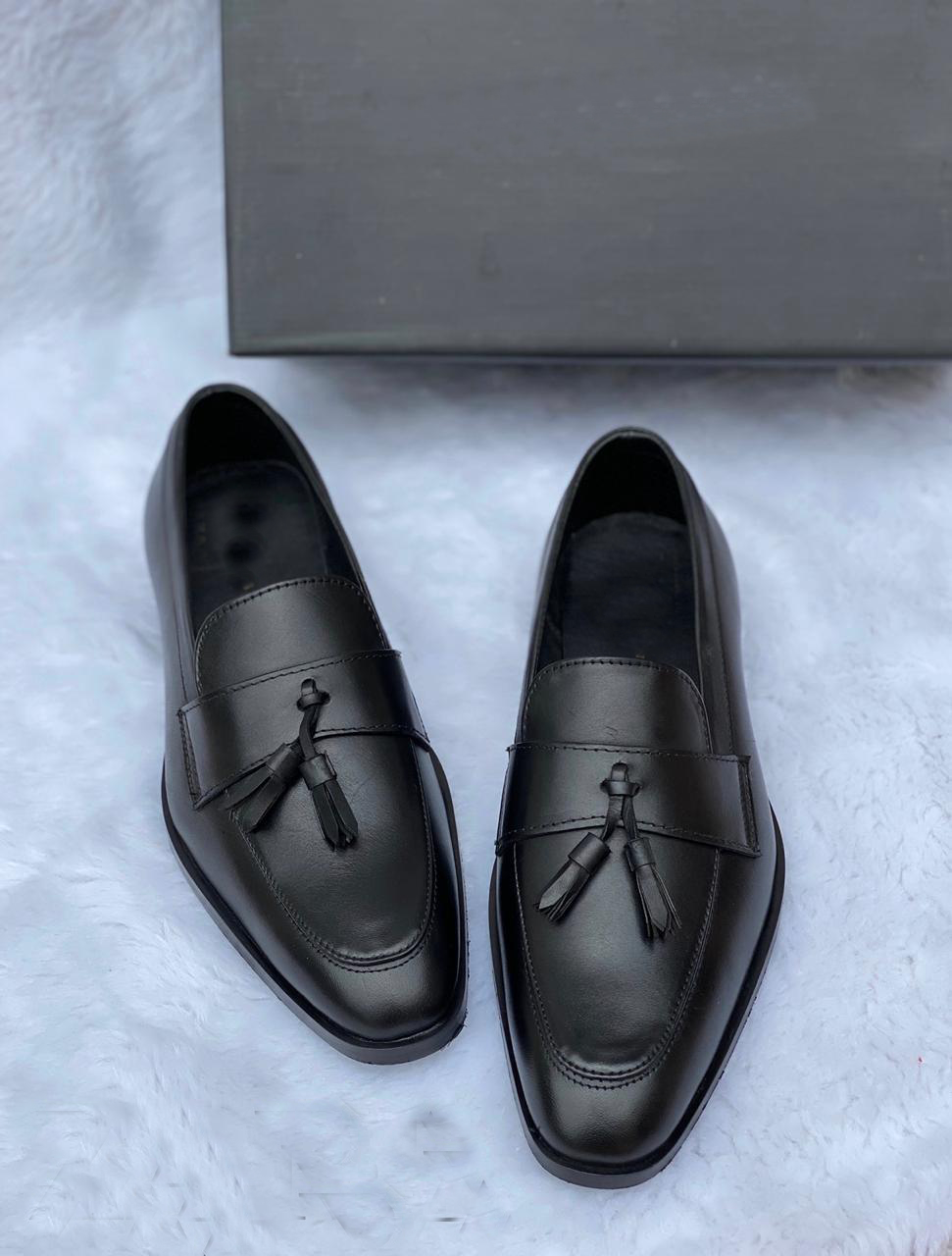 Leather Patent Slipons With Tassles For Men-JonasParamount