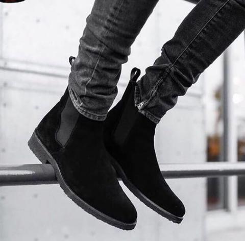 Stylish Valvet Pattern Casual Boots for Men-JonasParamount