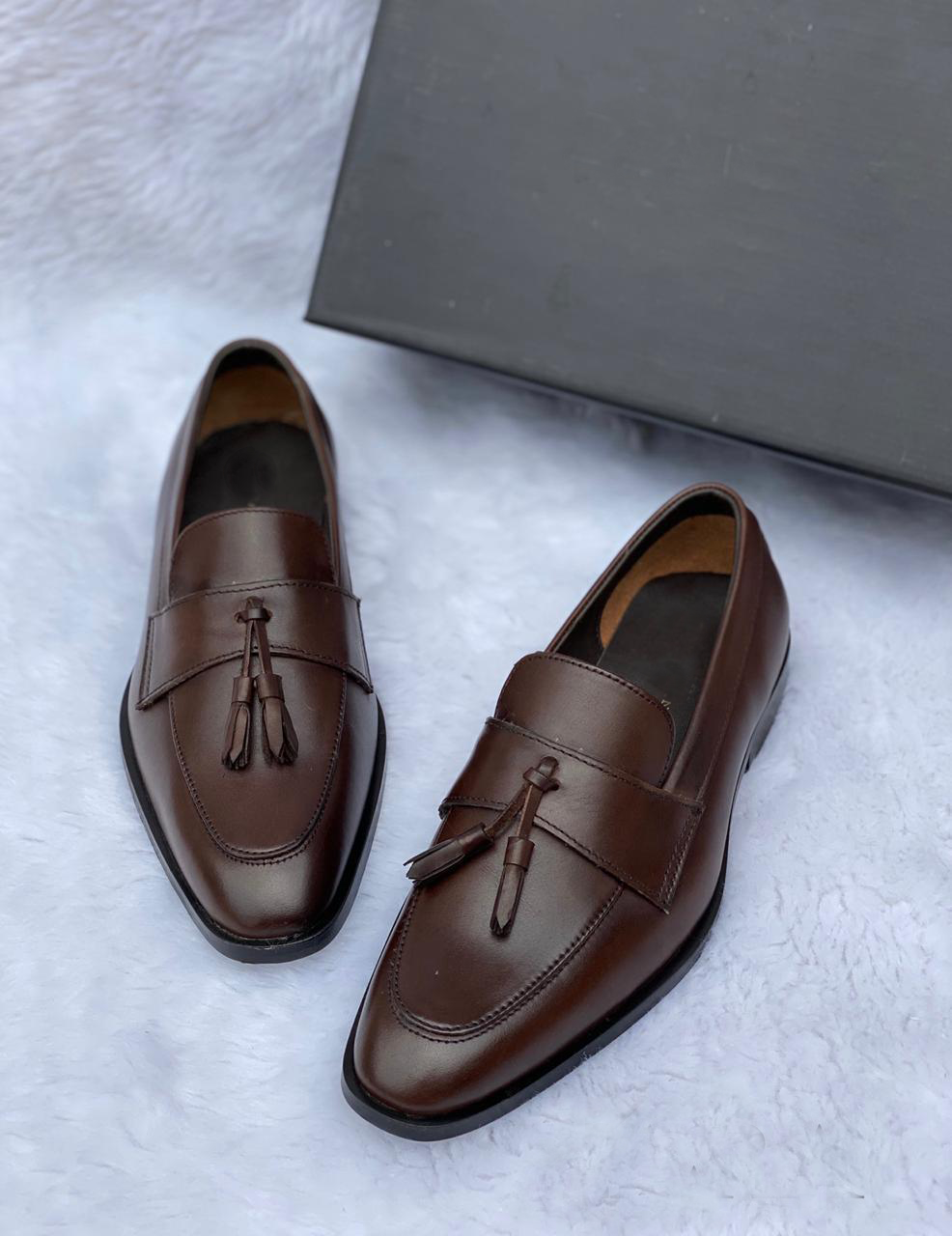 Leather Patent Slipons With Tassles For Men-JonasParamount