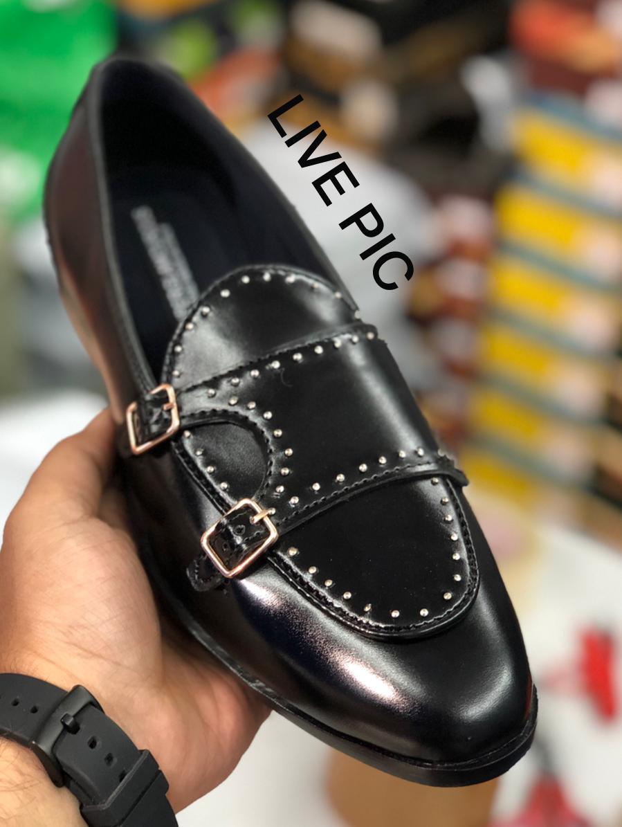 Stylish Stud Monk Business And Partywear Leather Slip On Loafer-JonasParamount
