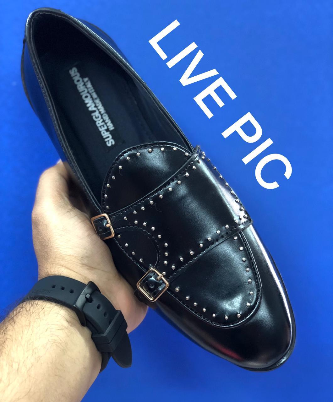 Stylish Stud Monk Business And Partywear Leather Slip On Loafer-JonasParamount