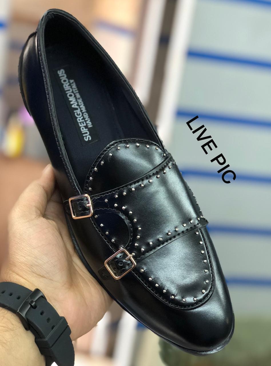 Stylish Stud Monk Business And Partywear Leather Slip On Loafer-JonasParamount