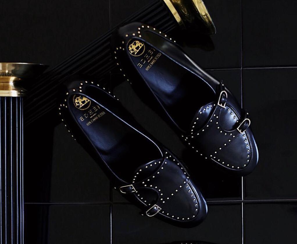 Stylish Stud Monk Business And Partywear Leather Slip On Loafer-JonasParamount