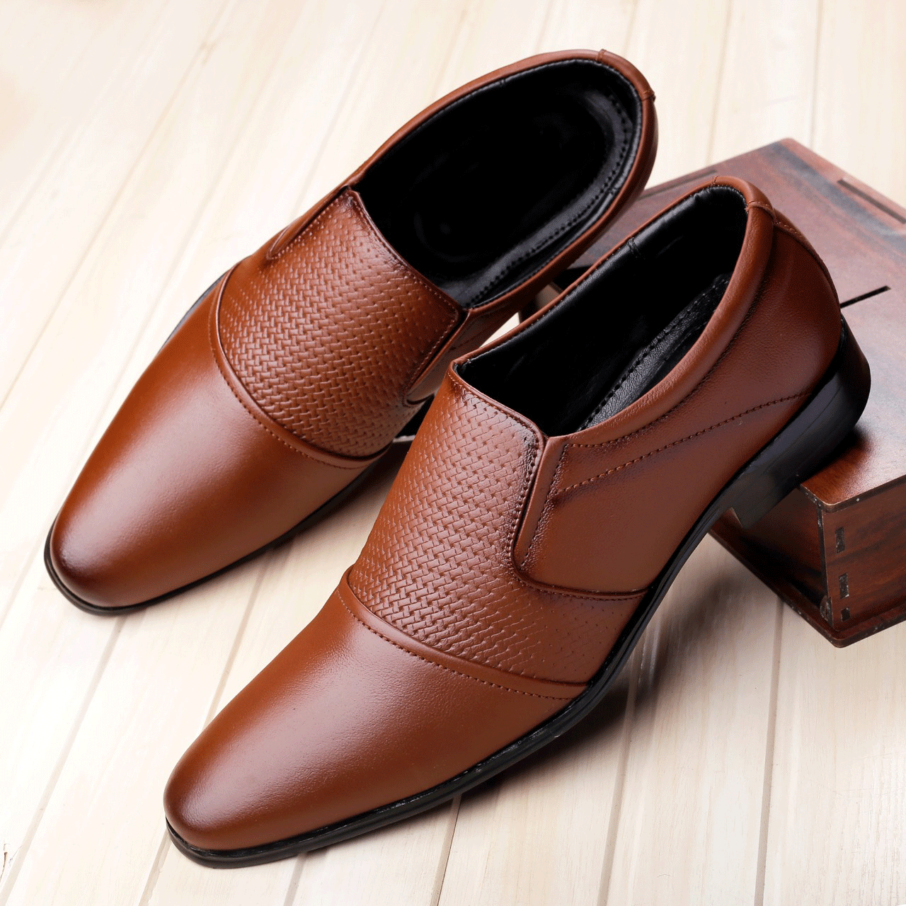 New Arrival Stylish Fashion Pointed Toe Genuine Leather Slip-on Formal Shoes-JonasParamount