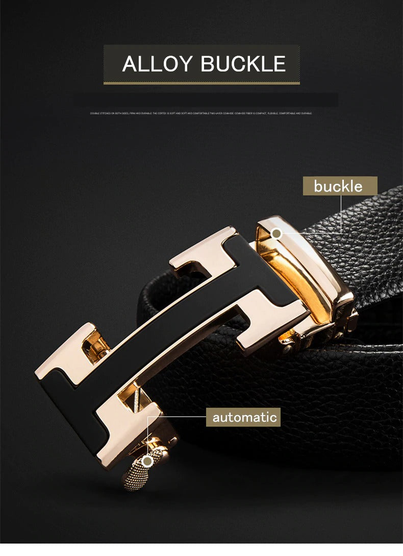 Designer H Pattern Leather Strap Belt Luxury Brand For Men