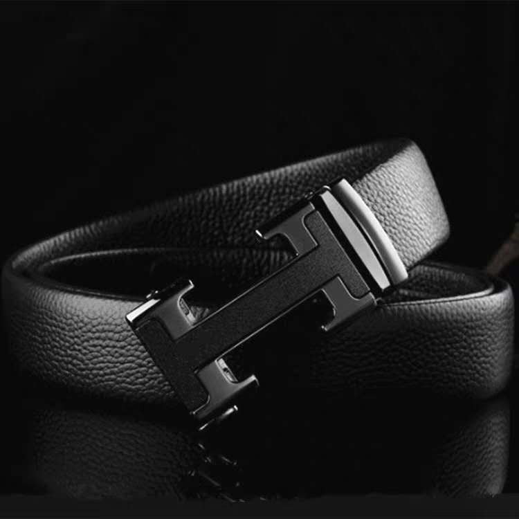 Designer H Pattern Leather Strap Belt Luxury Brand For Men