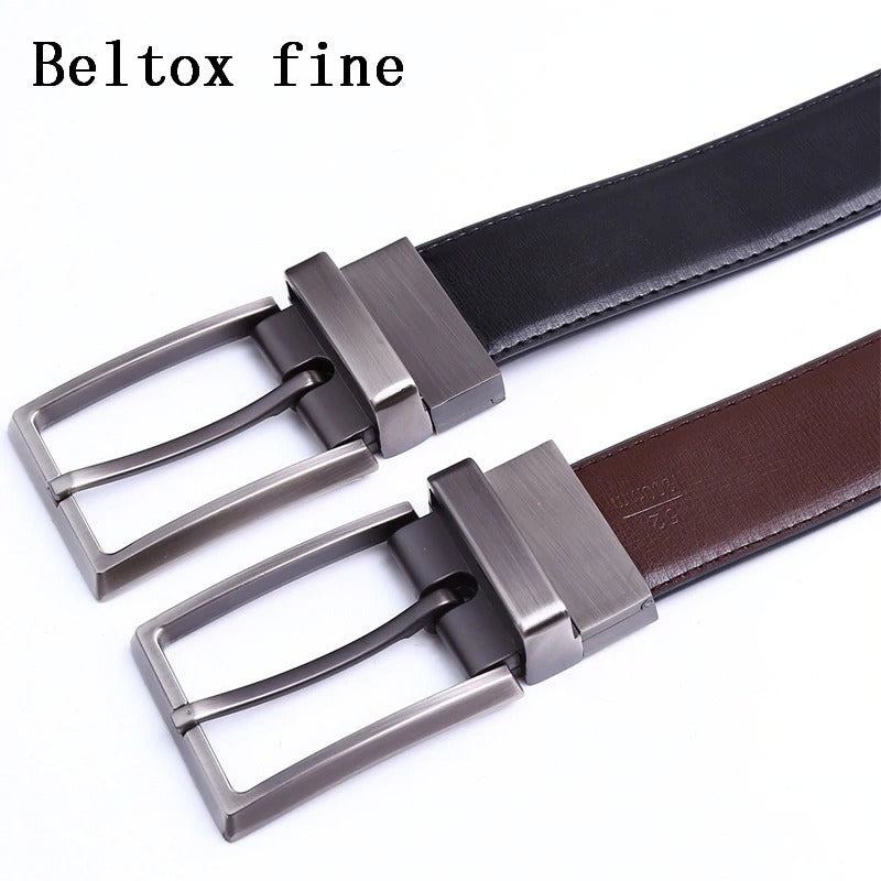 Classic & Fashion Designs Black/blue Two in One Belts with Rotated Buckle ceinture-Men's Leather Reversible Belt-JonasParamount