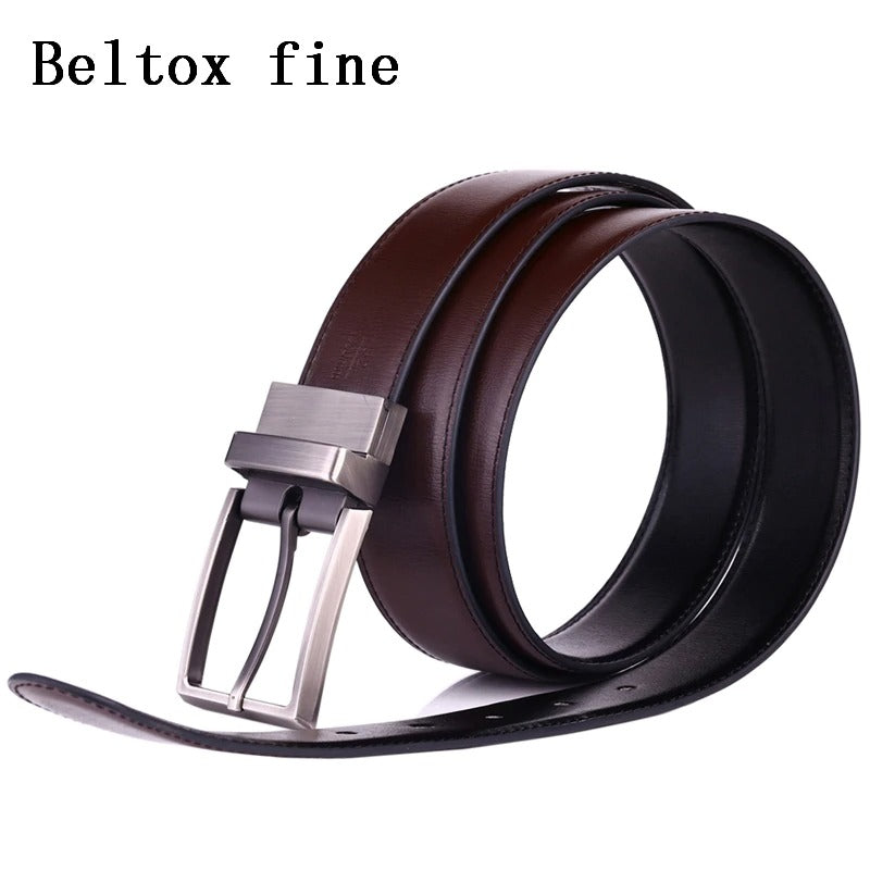 Classic & Fashion Designs Black/blue Two in One Belts with Rotated Buckle ceinture-Men's Leather Reversible Belt-JonasParamount